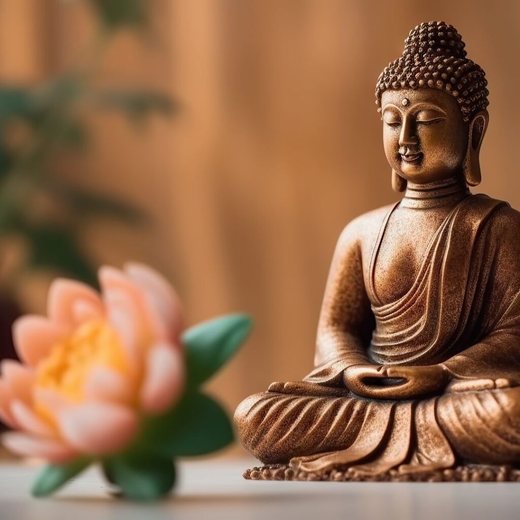 zen buddha statue and lotus