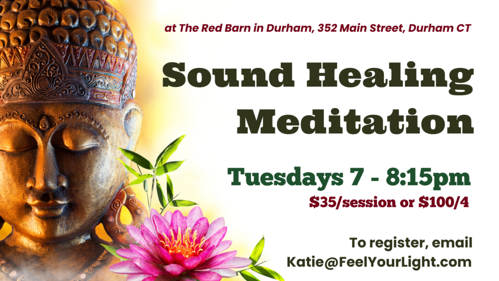 Tuesday Sound Healing Meditation flyer with Buddha and pink lotus