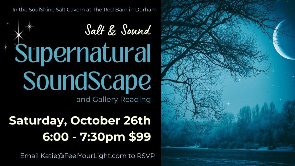 supernatural soundscape and gallery reading flyer with moonlit night and bare branches