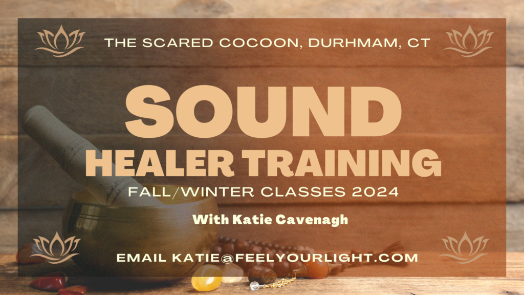 Generic Sound Healer training flyer with bronze singing bowl