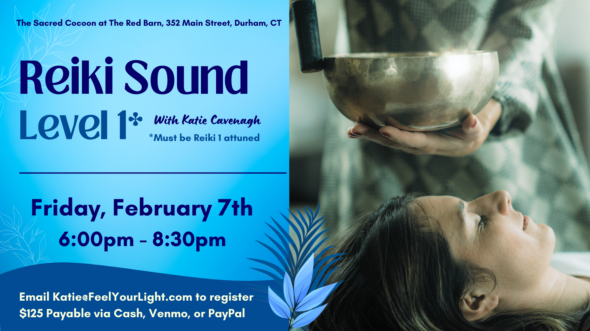 reiki sound level 1 flyer blue