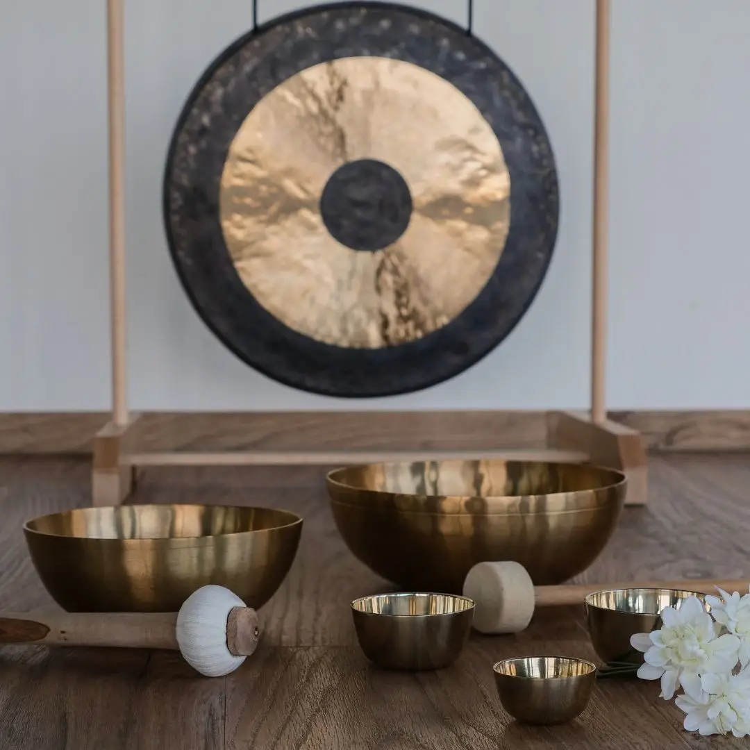 gong and bronze singing bowls