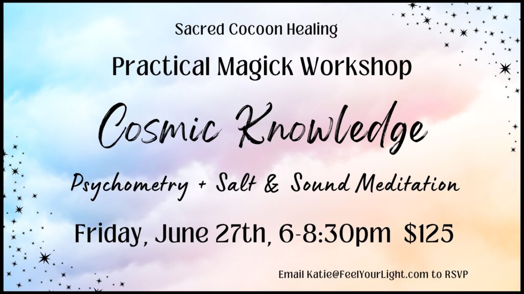 practical magick flyer for cosmic knowledge and psychometry event