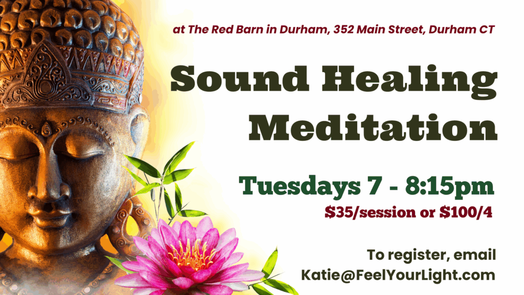 Tuesday sound healing flyer with statue