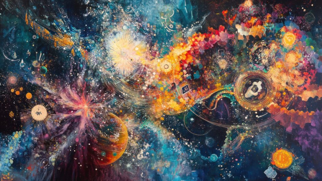 colorful cosmic bursts in space