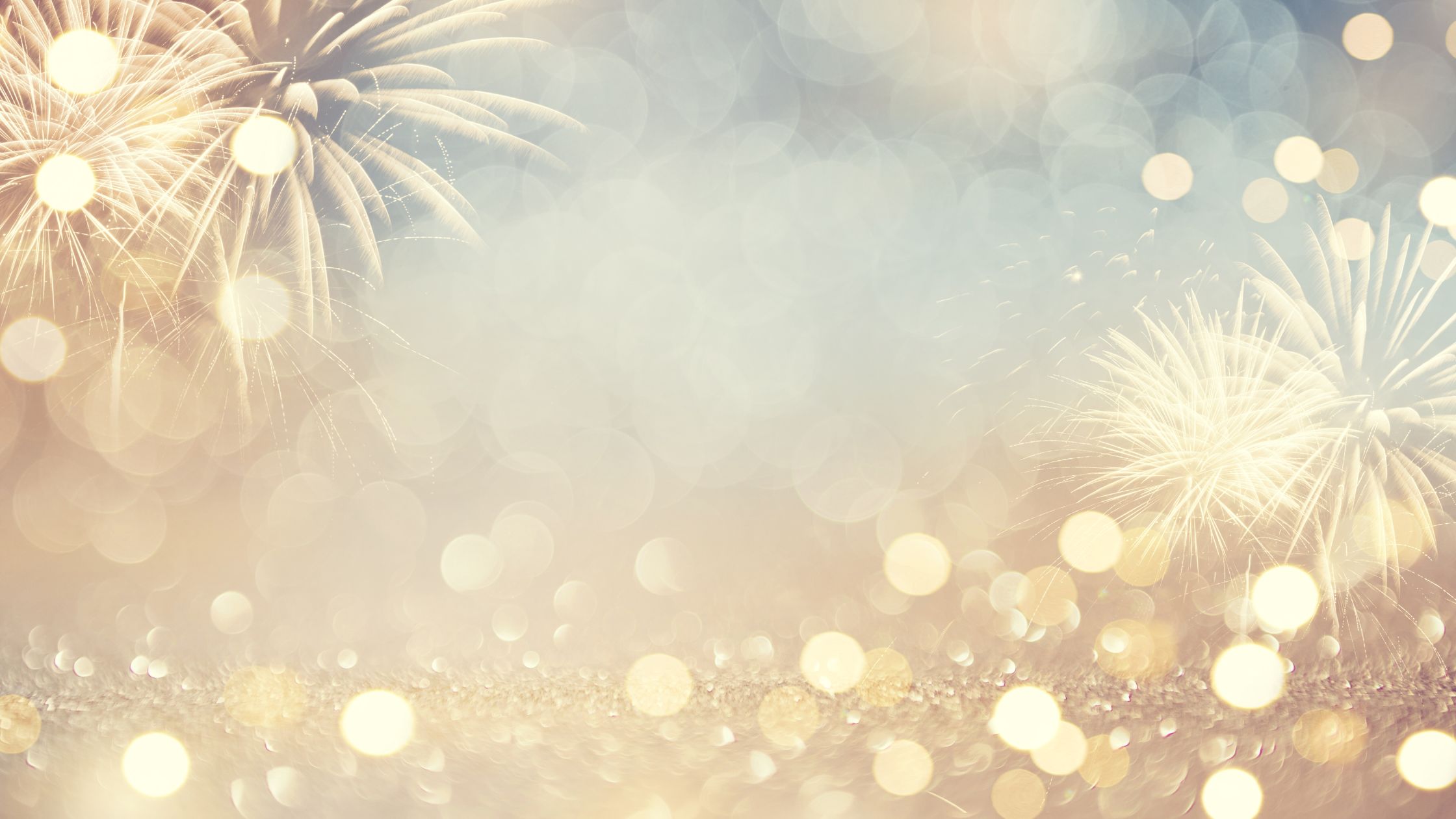 Golden fireworks and bursts